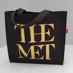 Metropolitan Museum of Art NYC "The Met" Logo Black Canvas Tote Bag 16" x 15"